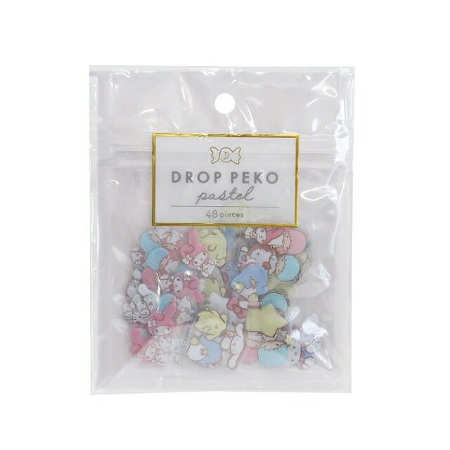 小禮堂 Sanrio大集合 DROP PEKO 果凍貼紙48入組 (白色款)