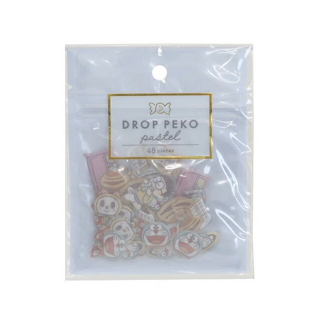小禮堂 哆啦A夢 DROP PEKO 果凍貼紙48入組 (藍色款)