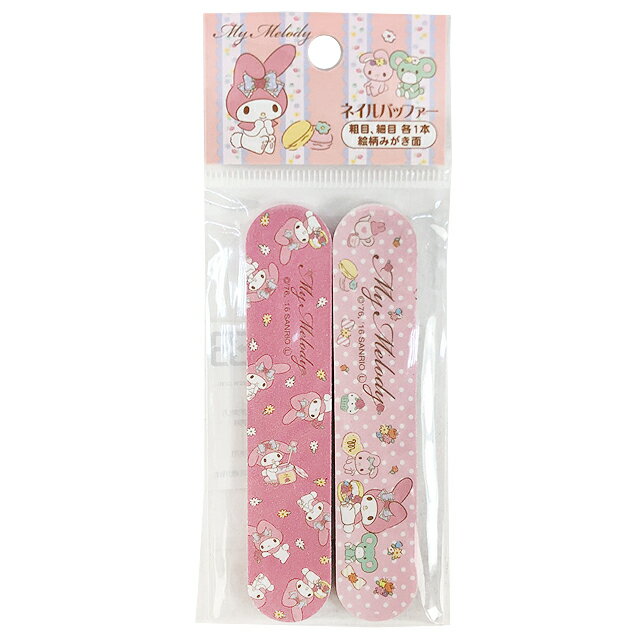小禮堂 美樂蒂 海棉指甲銼刀2入組 (粉花朵款)