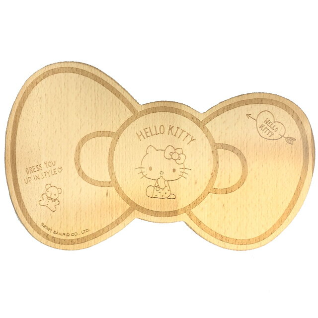 小禮堂 Hello Kitty 蝴蝶結造型木質砧板