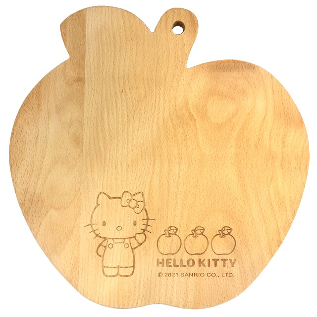 小禮堂 Hello Kitty 蘋果造型木質砧板