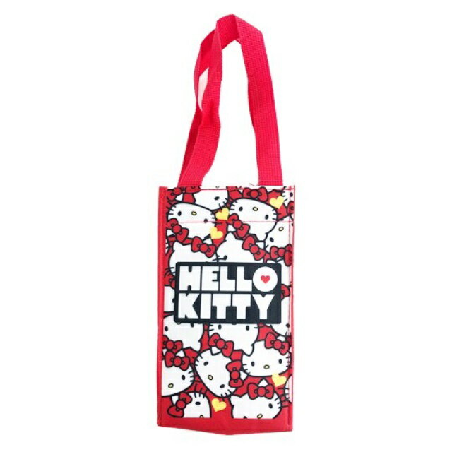 小禮堂 Hello Kitty 方形保冷水壺袋 (紅滿版款)
