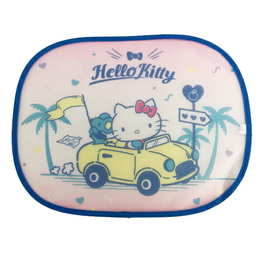 小禮堂 Hello Kitty 吸盤式車用側窗遮陽板 (藍色海灘)