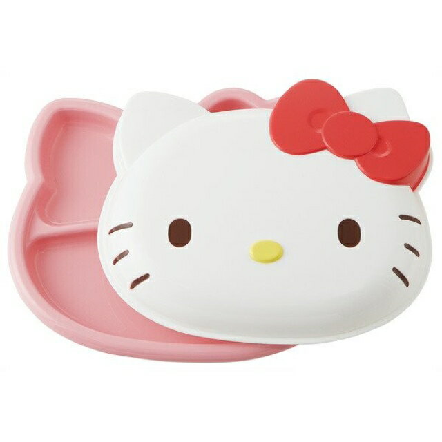 小禮堂 Hello Kitty 大臉造型三格微波餐盤 附蓋 (白色款)