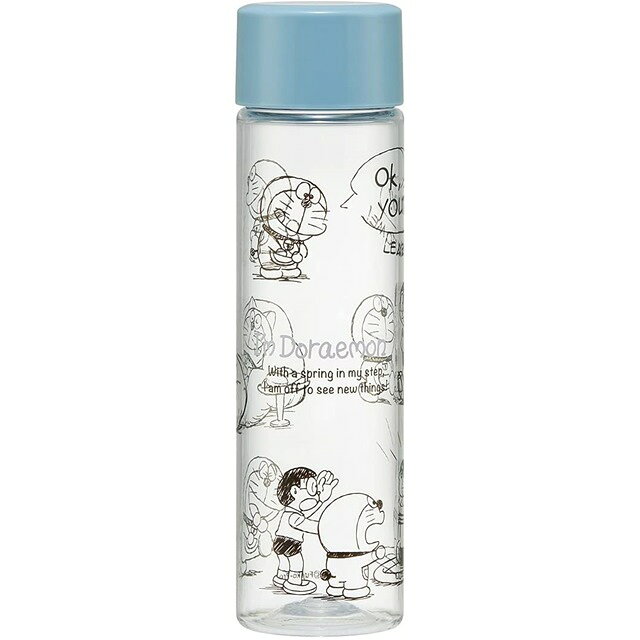 小禮堂 哆啦A夢 迷你透明水瓶 200ml (藍插畫款)