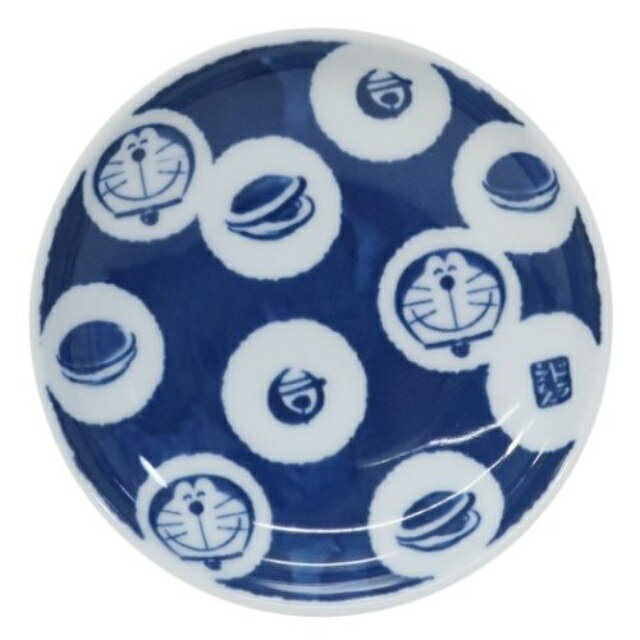 小禮堂 哆啦A夢 日本製 圓形陶瓷碟 (藍滿版款)
