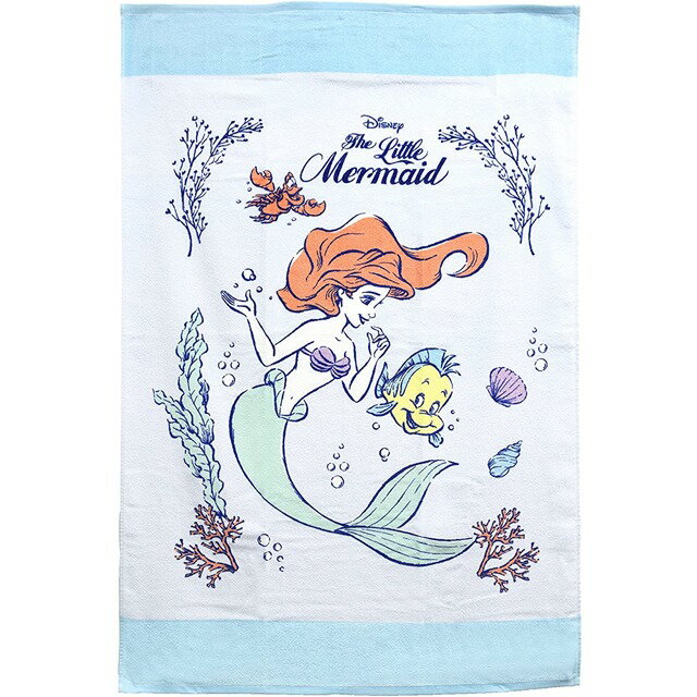 小禮堂 迪士尼 小美人魚 純棉涼毯浴巾 90x140cm (藍側身款)