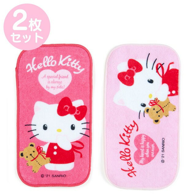 小禮堂 Hello Kitty 純棉手帕2入組 9x18cm (桃熊款)