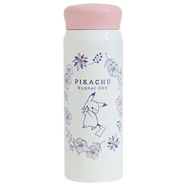 小禮堂 皮卡丘 不鏽鋼保溫瓶 480ml (粉白花卉款)