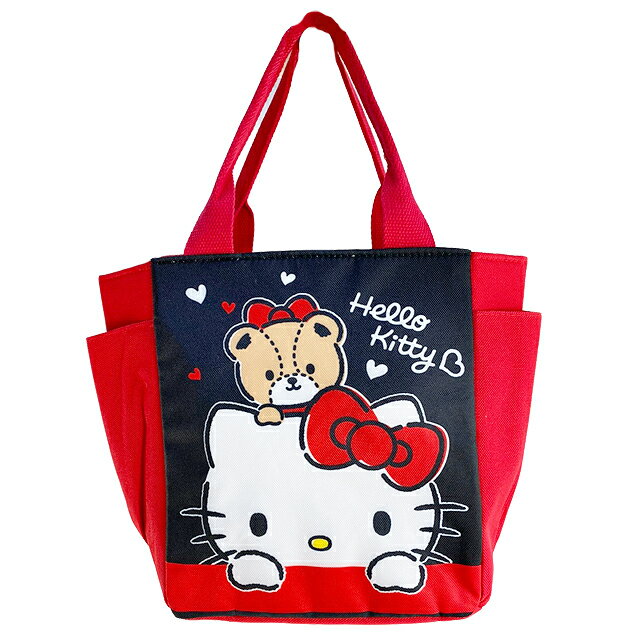 小禮堂 Hello Kitty 尼龍保冷便當袋 (紅熊款)