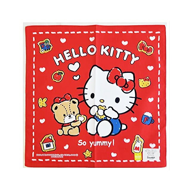 小禮堂 Hello Kitty 日本製 純棉抗菌手帕 30x30cm (紅餅乾款)
