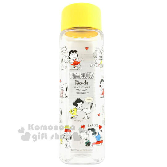 小禮堂 史努比 日本製 透明水瓶 400ml (黃對話款)