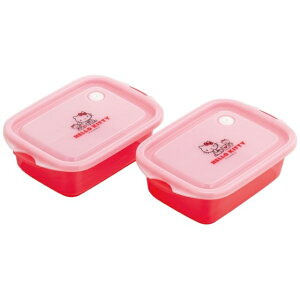 小禮堂 Hello Kitty 日本製 抗菌保鮮盒2入組 500ml (紅側坐款)