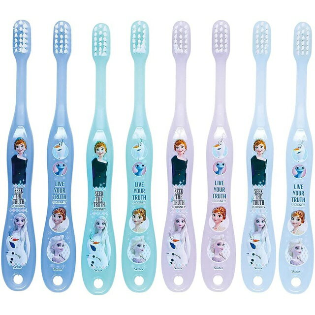 小禮堂 迪士尼 冰雪奇緣 兒童牙刷8入組 附牙刷蓋 3-5歲 (藍大臉款)