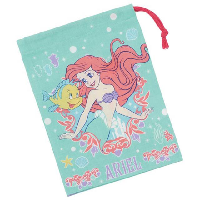 小禮堂 迪士尼 小美人魚 牙刷牙杯專用束口袋 (綠經典款)