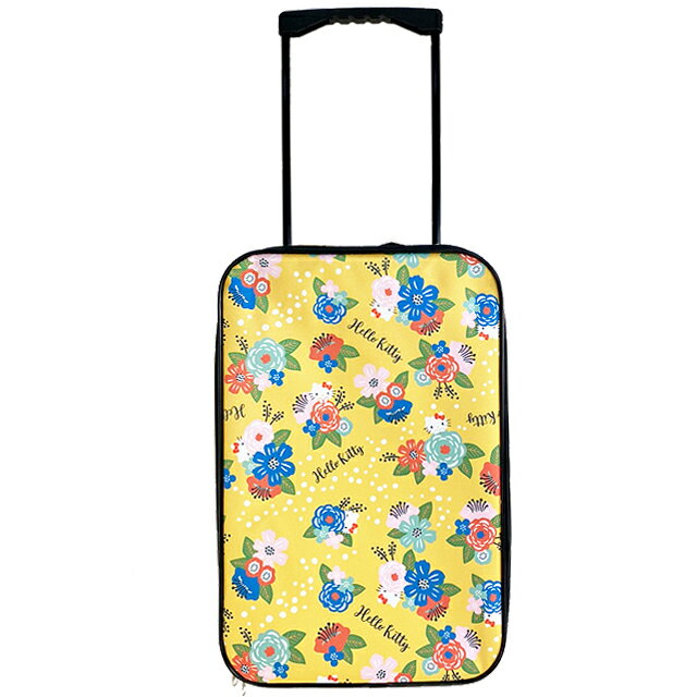 小禮堂 Hello Kitty 尼龍拉桿購物推車 (黃花朵款)