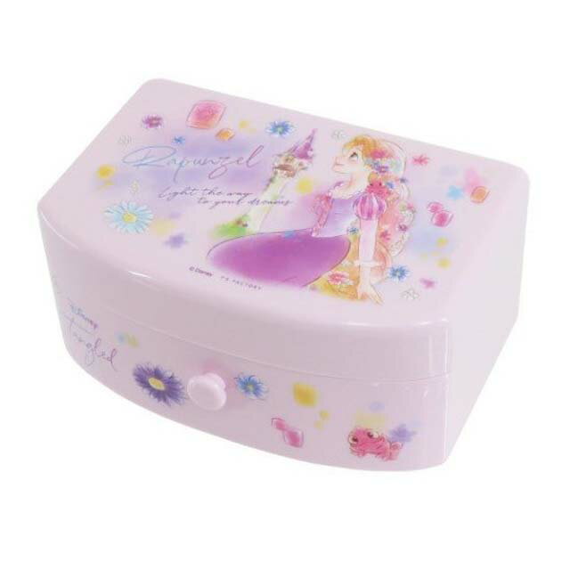小禮堂 迪士尼 長髮公主 方形塑膠附鏡抽屜盒 (粉花卉款)