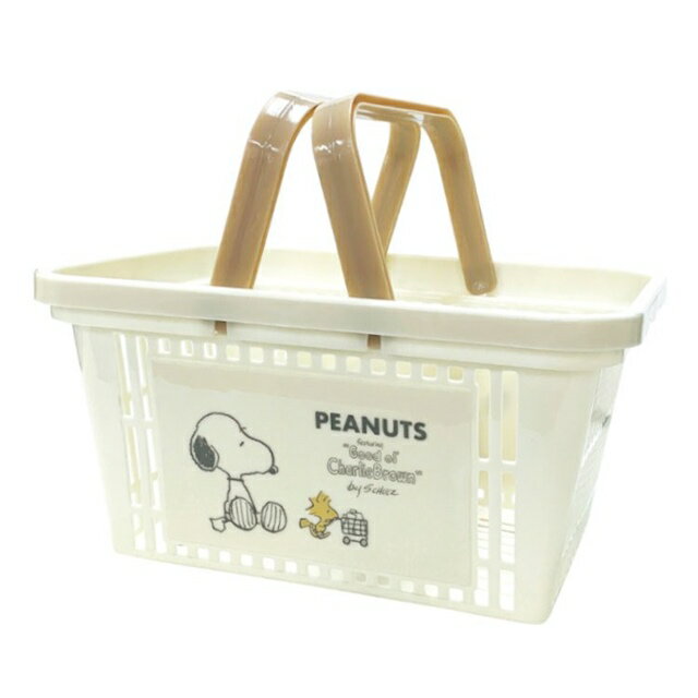 小禮堂 Snoopy 迷你塑膠手提籃 (米手推車款)