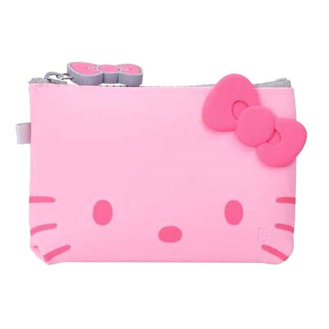 小禮堂 Hello Kitty 方形矽膠零錢包 p+g design (粉大臉款)