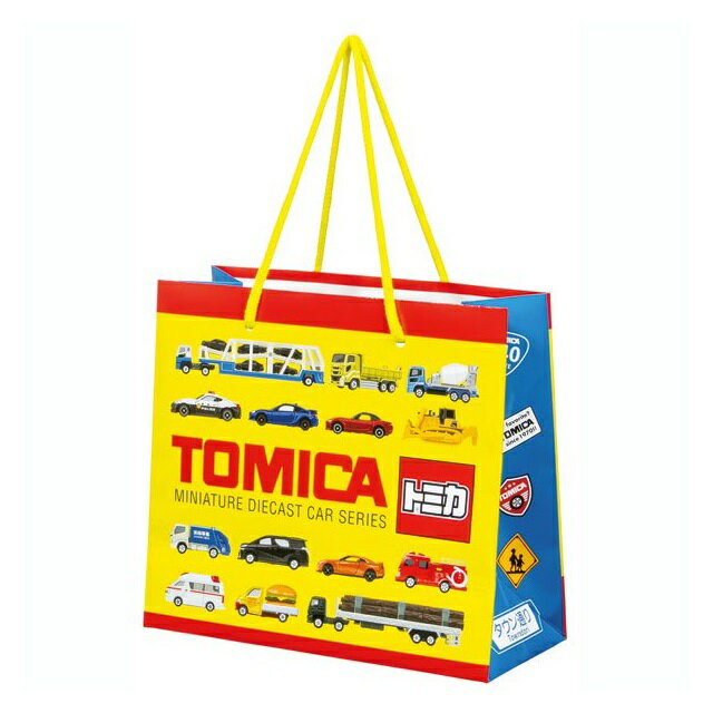 小禮堂 TOMICA多美小汽車 橫式手提紙袋 (黃汽車款)