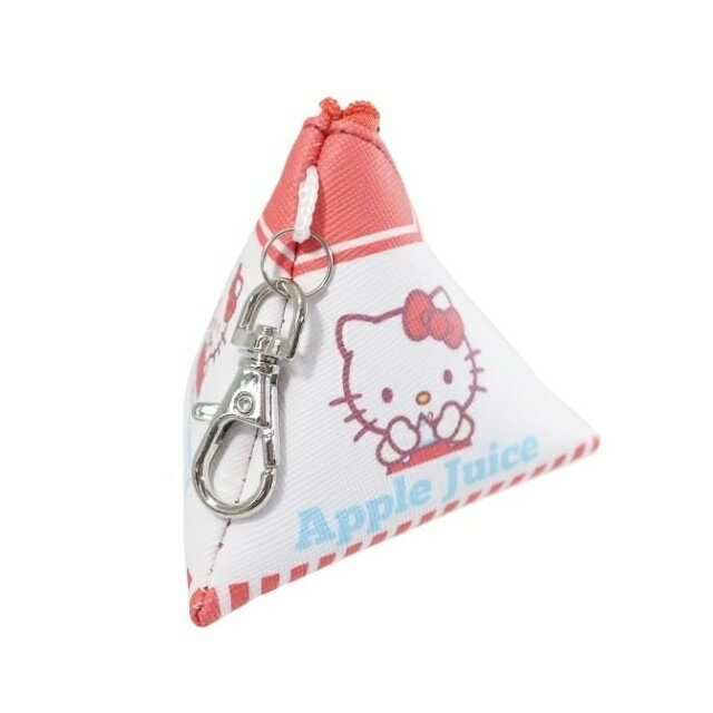 小禮堂 Hello Kitty 皮質三角零錢包 (紅飲料款)