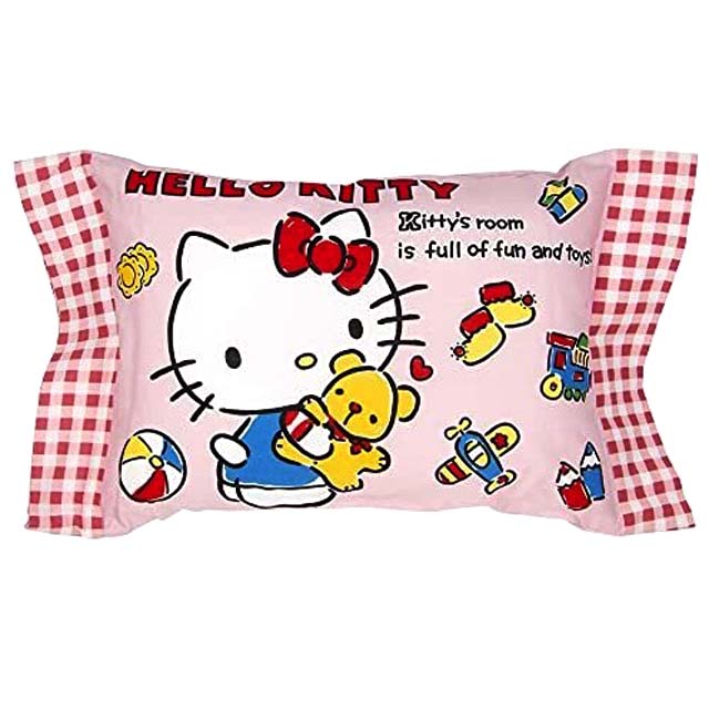 小禮堂 Hello Kitty 兒童棉質枕頭 28x39cm (粉熊款)