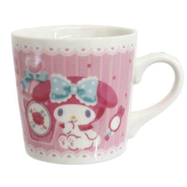 小禮堂 美樂蒂 陶瓷馬克杯 (粉化妝款)