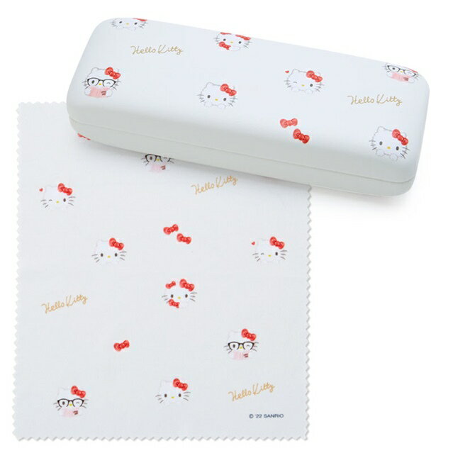 小禮堂 Hello Kitty 皮質硬殼眼鏡盒附拭鏡布 (2022新生活)
