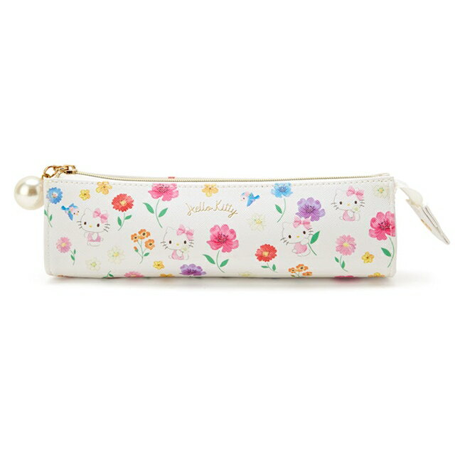 小禮堂 Hello Kitty 皮質珍珠拉環筆袋 (2022新生活)