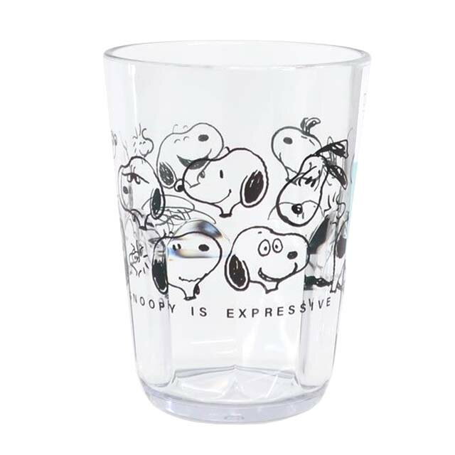 小禮堂 Snoopy 無把塑膠杯 370ml (透明表情款)