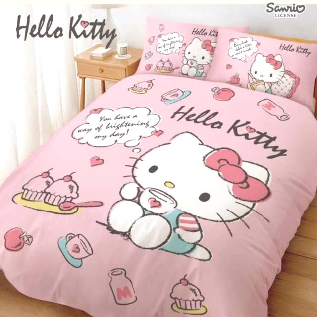小禮堂 Hello Kitty 雙人床包組 5x6.2尺 (開心小茶會款)