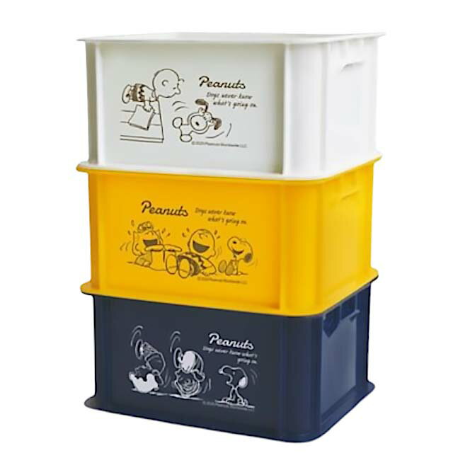 小禮堂 Snoopy 迷你塑膠收納盒3入組 650ml (白黃藍款)