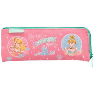 小禮堂 迪士尼 公主 L型拉鍊餐具袋 (粉綠角色款)