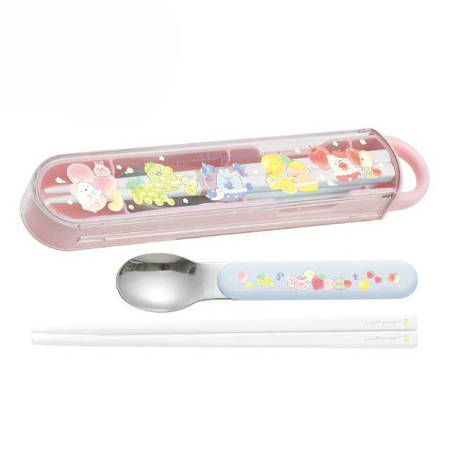 小禮堂 角落生物 筷匙組附餐具盒 Ag+ (粉水果款)