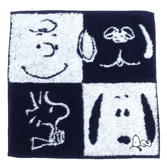 小禮堂 Snoopy 純棉手帕 25x25cm (藍白四格款)