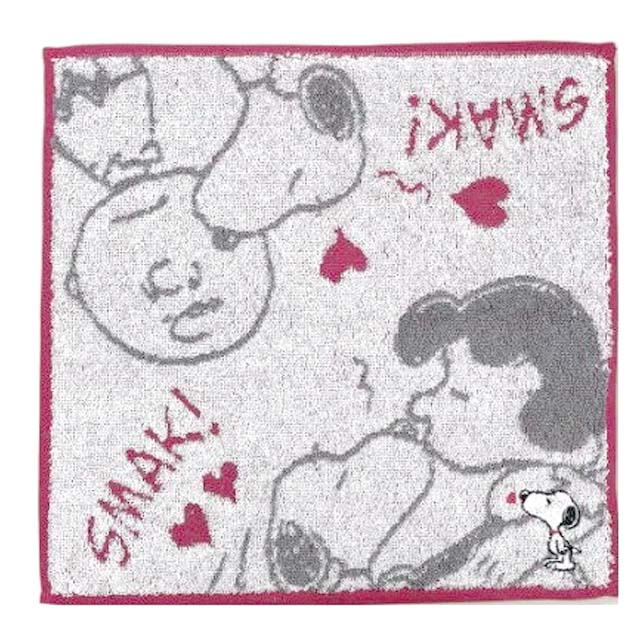 小禮堂 Snoopy 純棉手帕 25x25 cm (粉親吻款)