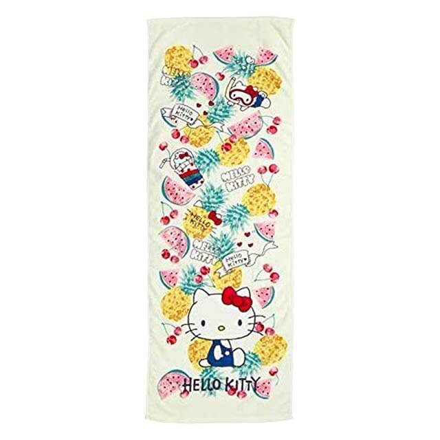 小禮堂 Hello Kitty 純棉長毛巾 40x110cm (黃水果款)