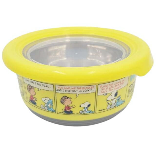 小禮堂 Snoopy 304不鏽鋼防滑保鮮碗 420ml (黃漫畫款)