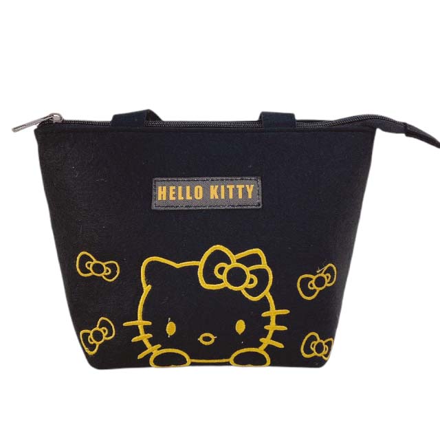 小禮堂 Hello Kitty 不織布船型手提袋 (黑大頭款)