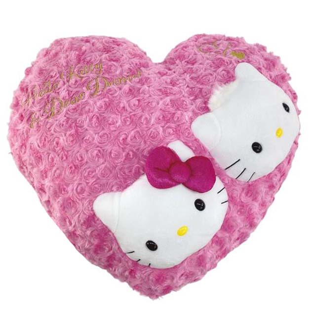 小禮堂 Hello Kitty x Daniel 絨毛心型玩偶抱枕 (粉大頭款)