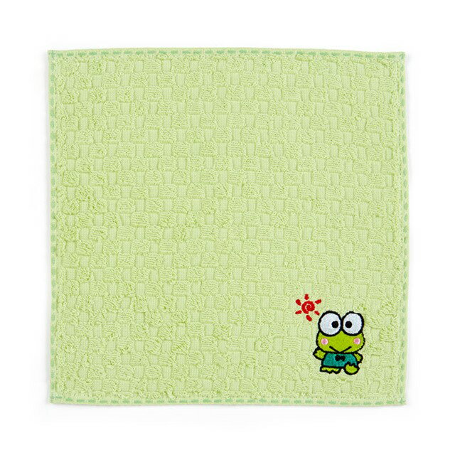 小禮堂 大眼蛙 刺繡純棉手帕 20x20cm (綠款)