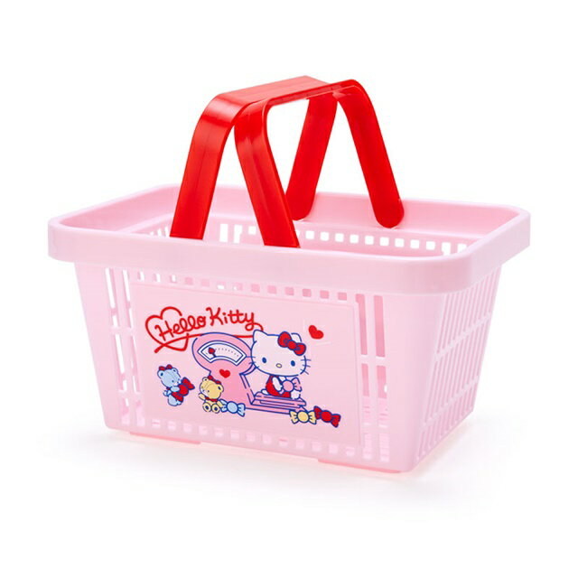 小禮堂 Hello Kitty 塑膠置物瀝水提籃 (粉體重機款)