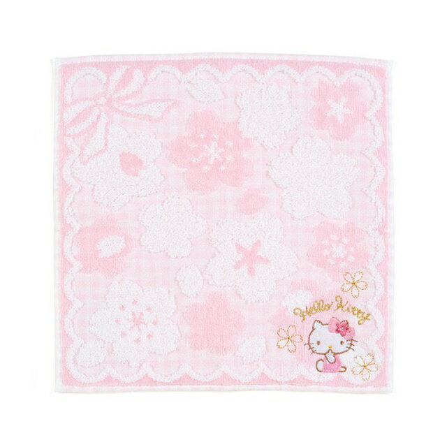 小禮堂 Hello Kitty 純棉手帕 25x25cm (花又開好了)