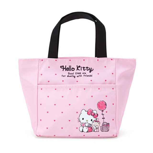 小禮堂 Hello Kitty 尼龍保冷便當袋 (粉點點款)