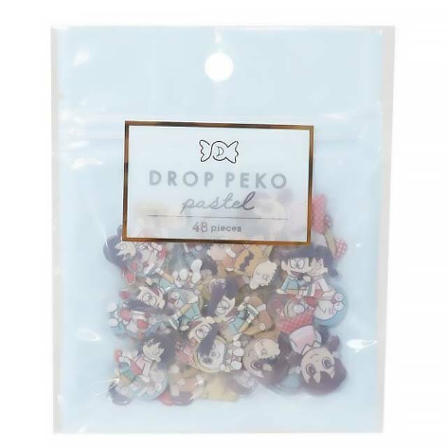 小禮堂 哆啦A夢 DROP PEKO 果凍貼紙48入組 (藍色款)
