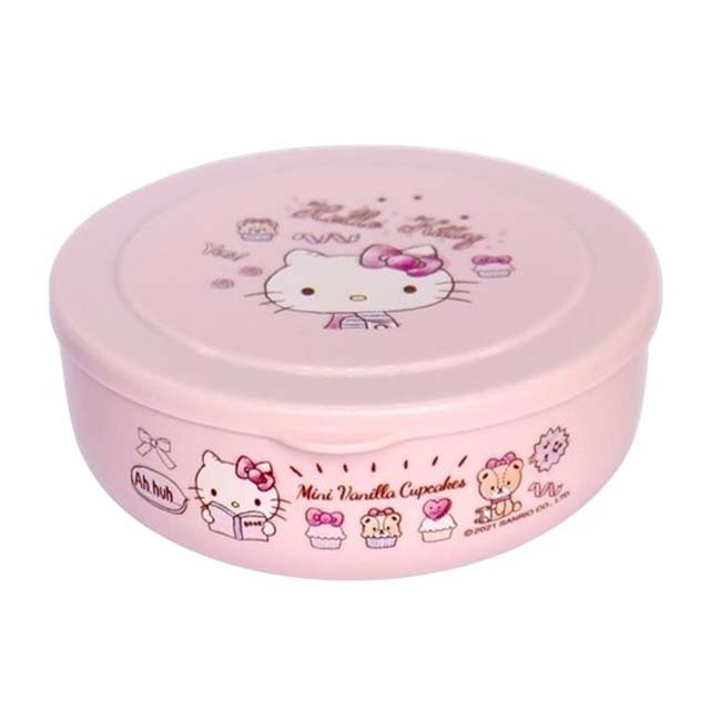 小禮堂 Hello Kitty 兒童不鏽鋼隔熱碗附小湯匙 300ml (粉甜點款)