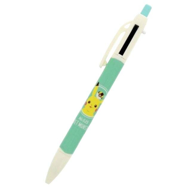 小禮堂 寶可夢 皮卡丘 2+1雙色原子筆 0.5mm (綠高級球款)