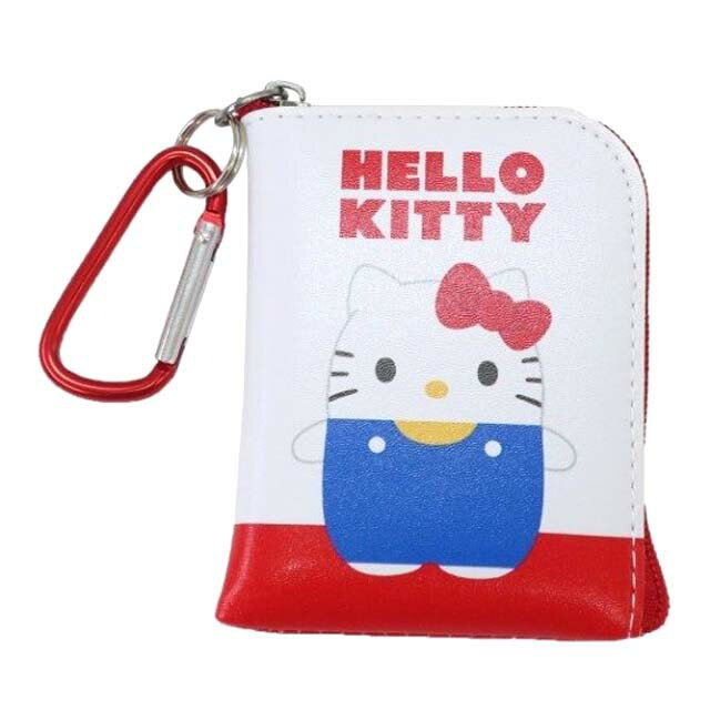 小禮堂 Hello Kitty x Potetan L型拉鍊零錢包掛飾 (紅白款)