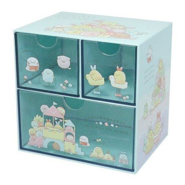 小禮堂 角落生物 桌上型三抽收納盒 (藍郊遊款)