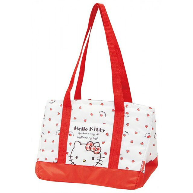 小禮堂 Hello Kitty 尼龍保冷束口側背袋 (紅白大頭款)
